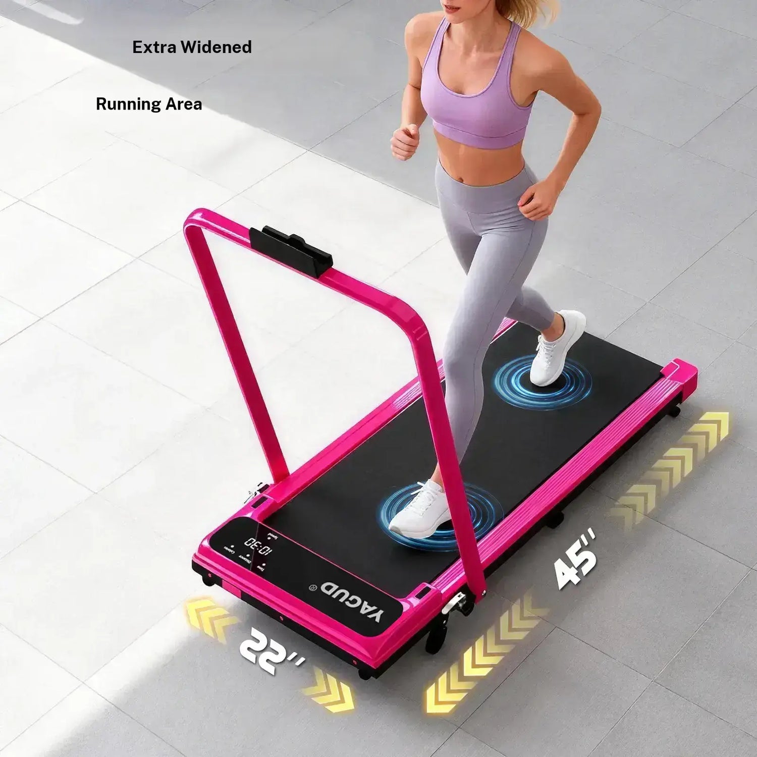 【SUMMERWINS】 YAGUD Foldable Adjustable Incline Treadmill, Low Noise Motor Walking Pad, 265Lbs Weight Capacity, Remote Control & Wheels for Easy Mobility, Dual Shock Absorption System Home Gym Equipment, Home Workout Equipment